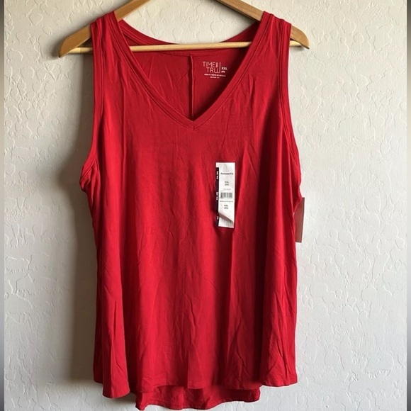Time and Tru Women's Hi-Low Sleeveless Relaxed Fit Tank Top Size XXL (20) Red - Picture 4 of 11